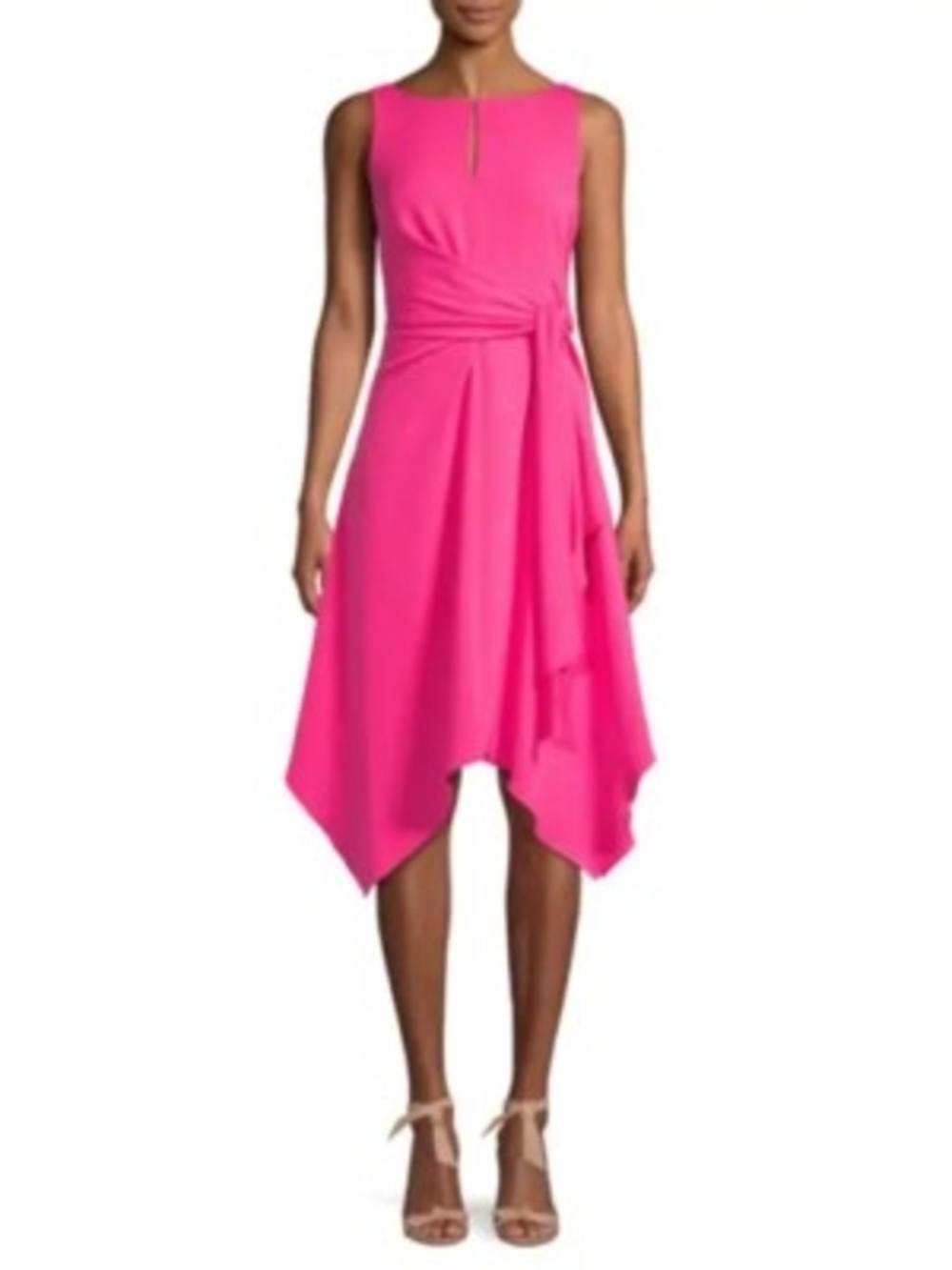 Karl Lagerfeld Hot Pink Asymmetrical Handkerchief Hem Dress